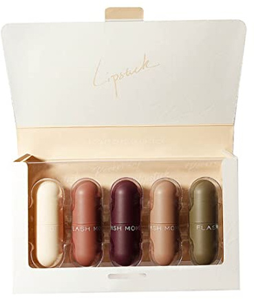 5PCS Mini Capsule Lipstick Matte Lipstick Kit Long Wearing Velvet Matte Moisturizer Smooth Lip Stick Waterproof Lips Cosmetic golden rose mini lip