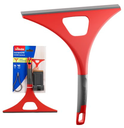 Vileda Tergivetro doccia 25,5 cm con manico ergonomico - Raschietto per box doccia senza aloni su vetro, piastrelle e specchi - Con asola per appenderlo