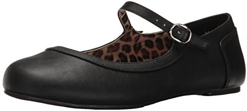 Pleaser Pink Label Damen ANNA-02 Geschlossene Ballerinas, Schwarz (Blk Faux Leather)