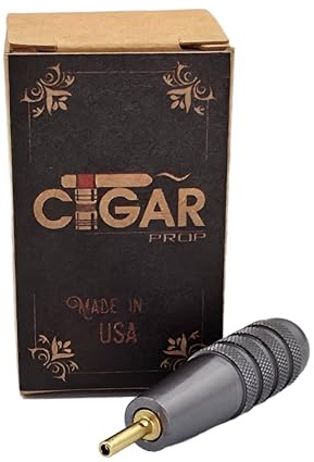 Cigar Prop Lighter Bleed Tool –Gun Metal Grey- Aluminum Body with Brass Tip for Air Removal in Butane Torch Lighters – Made in the USA – Durable and Easy to Use