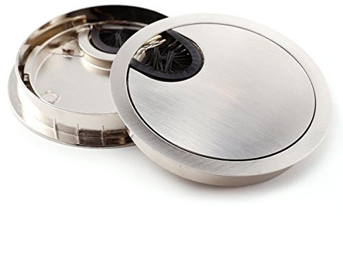 Vigorous 2x60mm Desk Table Grommet Stainless Steel Cable Tidies Port Hole Covers