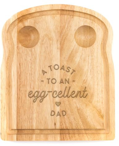 Breakfast Egg Board - A Toast to an Egg-cellent Birthday Gifts, Mum, Dad from Son Kids Daughter Baby - Unique Mothers Day Fathers Day Idea - Funny Engraved Pun Design Natural Wood (DAD)