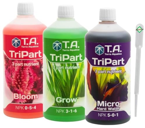 Weedness GHE Fertilizer Tripak Tripak Flora Starter Set Avanzato 5 Parti - Grow Tomato Naturale Orchidee NPK Vegetali Bonsai Biologico (Basic Set)