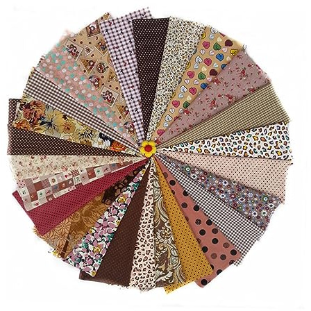 25 Piezas de Algodón Estampado Patchwork Tela Precortada Acolchado Cuadrado Paquete de Costura Cuadrada para Bricolaje Paños Artesanales Decoración 20X30 Cm (Color Mezclado)