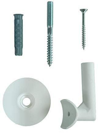 Metakreon Handlaufhalter - Set für runde Holzhandläufe - 5 Stück - Weiß Buche/Braun - inkl. Wandscheiben, Schrauben, Dübeln - Handlaufträger - Halterung für Handlauf (Weiß)