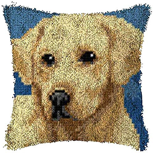 Hund Knüpfset Knüpfkissen Zum Selber Knüpfen Knüpfen Set Knüpfteppiche Kreativ Set Knüpfteppich Für Kinder Und Erwachsene 3D Sofakissenbezug Handgemachte Geschenke 43Cm X 43Cm