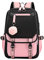 SellerFun Sac à dos pour adolescentes, écoliers, étudiants, sac à dos d'extérieur avec port de charge USB, #4 Noir Rose, 21 Liters