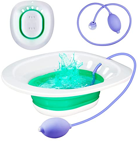 Sitz Bath for Hemorrhoids, Sitz Bath for Toilet Seat, Postpartum Care, Perineum Relief, Sits Bath Kit for Women,Collapsible Storage, Wide Seat,Easy to Store