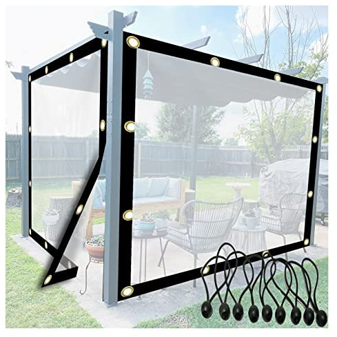 AWSAD Pavillon Seitenwände Transparent Klare Plane Transparente Plane Wasserdicht Mit Ösen Reiß und Reißfest für Dachcamping im Freien, 69 Größen (Color : A, Size : 2x3.5m/6.56x11.48ft)