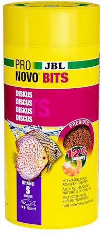 JBL PRONOVO bits Grano, alimento Principal para Discos y cíclidos de 3 a 10 cm, gránulos de pienso para Peces, Talla S, 1000 ml