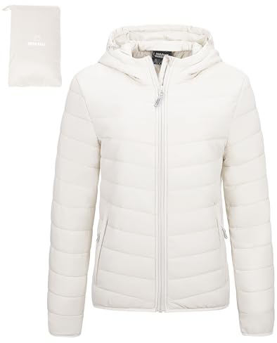 Outdoor Ventures Women's Packable Hooded Puffer Jacket Quilted Jacket | Water resistant, Windproof, Lightweight, Machine Washable, Soft, Warm, 3 Pockets, for Outdoor Hiking Traveling