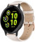 KoGiio Vintage Leder Armband 20mm für Garmin Vivoactive 5/Vivomove Trend/Sport/Venu Sq 2 Music/Sq 2/2 Plus, Herren Damen Ersatz Weich Uhrenarmbänder für Garmin Forerunner 245/645 /245 Music-Weiss