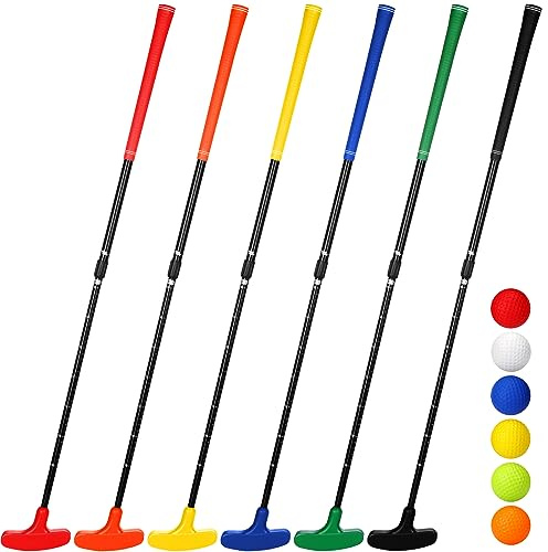 Wettarn 6 Set Golf Putters for Men and Women Two Way Mini Golf Putter with 6 Balls for Right or Left Handed Golfers Adjustable Length(Bright Color)