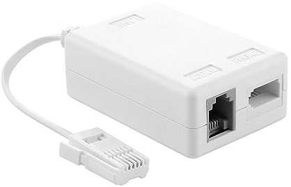 ADSL Microfilter with Cable Lead and RJ11 Connection Adapter - BT Plug, Socket for Broadband Modems - Compatible with BT, TalkTalk, Sky, Plusnet, EE, Vodafone - White