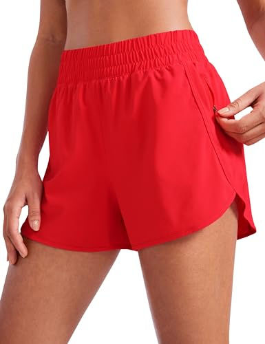 CRZ YOGA Shorts Fitness Dauphin Taille Haute 7cm Rouge Profond 42