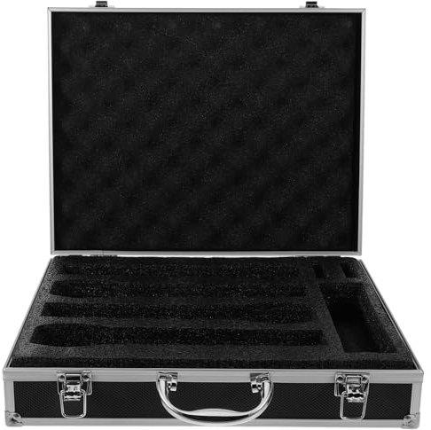 COSMEVIVI Hartschalen Mikrofonkoffer Für 4 Kabellose Mikrofone Tragbare Mikrofon Aufbewahrungstasche Mit Griff Stoß Und Kratzfest Mit Zubehörfach Für Reisen Und Outdoor