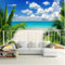 Affiche 3D Personnalisée Peinture Murale Plage De Sable Paysage De Bord De Mer Balcon Salon Tv Fond Mur Photo Papier Peint-400Cmx280Cm
