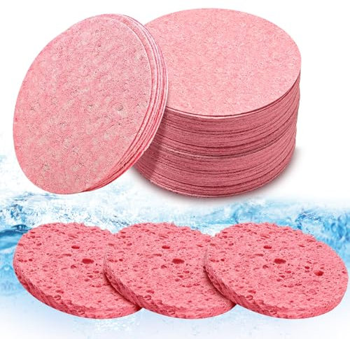 Éponge compressée pour le visage, 60 pièces éponges nettoyantes pour le visage, éponges pour le visage en cellulose compressée naturelle, pour laver le démaquillant du visage, nettoyer