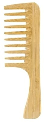 1 peine de madera de bambú natural antiestático para mujer, peine redondo de dientes anchos, cepillo de pelo para mujer