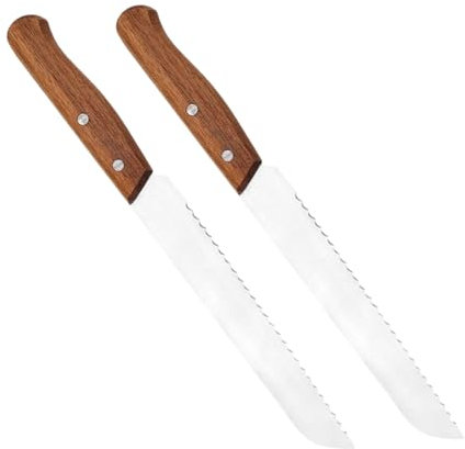 Garneck 2stücke Brotmesser Gezackt Edelstahl Für Selbstgemachtes Brot Küchenmesser Mit Ergonomischem Holzgriff Zum Schneiden Von Sauerteig Bagels Und Kuchen Als Brotschneidemesser Und