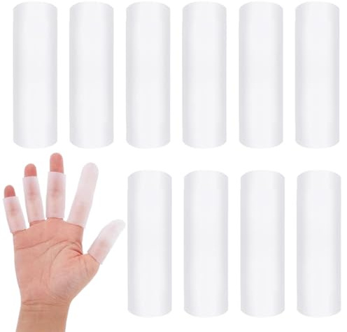 OQKAHIV 10 pcs protectores de silicona para dedos, Funda Finger Protector, protectores de dedo de gel, protectores de dedos, protectores de dedos de silicona, guantes de dedos (Blanco-Apertura)