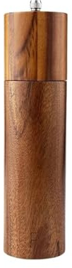 Molinillo cilíndrico de pimienta y especias madera, molinillo Manual sal marina en polvo negro, botella con juego Base(8Inch P)