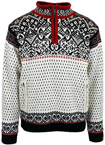 ICEWEAR Björn Men’s Wool Sweater with Norwegian Pattern & Windstopper Lining White