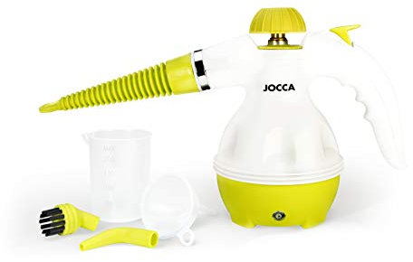 Jocca - Limpiador a Vapor de Mano | 5 accesorios | 1000W | Todas las Superficies | Asa ergonómica | Boquilla 360º | Cable 2,75m
