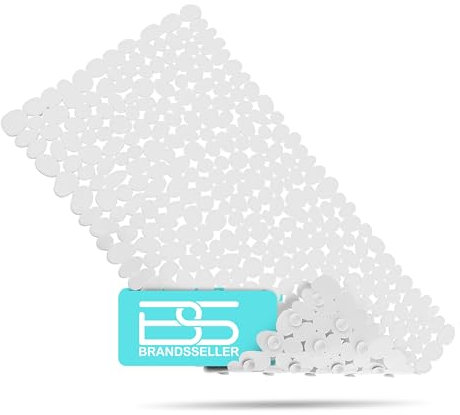 BRANDSSELLER-Tappetino per Vasca da Bagno Antiscivolo in Effetto Pietra Bianco 70x35cm