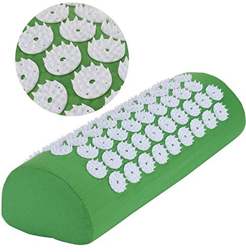 Belmalia Cuscino per agopressione per spalle e collo, rotolo per cervicale, cuscino per massaggio, cuscino per rilassamento, TCM Verde