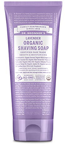 Dr. Bronner's Organic Shaving Soap– (Lavender, 7 Ounce)– Moisturizing Shave Soap for Men & Women– Certified Organic Sugar & Shikakai– For Face, Underarms & Legs