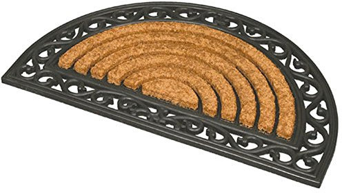 JVL Karina Heavy Duty Rubber Coir Door Mat, Rattan, Brown, 45 x 75 cm