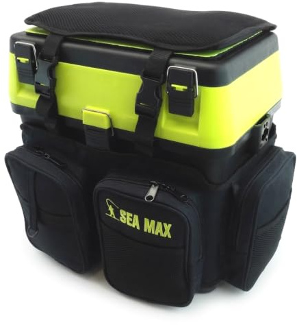 SEA MAX Fishing Seat Box & Rucksack: Tough 18 Litre Mobile Fishing System