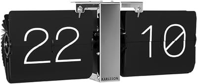 Karlsson Flip Uhr No Case Schwarz, Standfuß Verchrohmt, Metall, Black, 8.5 x 36 x 14 cm, KA5601BK