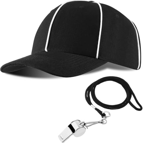BBTO Referee Costume Accessories Referee Hat and Whistle Penalty Flag Hats for Men Women Football(1 Sets) Black