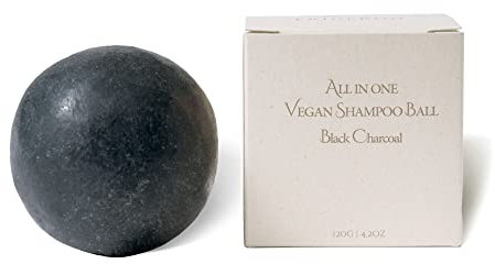 ERIGERON All-In-One Vegan Cruelty-Free All Natural Ingredients Handmade Black Charcoal Shampoo Bar with Zero Waste Box Packaging