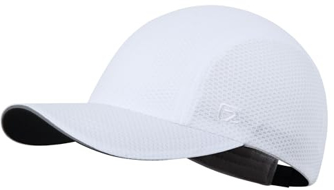 GADIEMKENSD Women's Race Day Running Hat Performance Mesh Baseball Cap - Excellent Ventilation, Lightweight, Reflective Safety Ponytail Hats for Exercise Golf Hiking Beach Workout Gym White