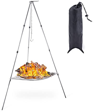 Portable Outdoor Fire Pit Camping Oven Tripod - 2023 New Upgraded Campfire Pit Collapsible Foldable Mesh Fire Pits Fireplace for Camping, Campfire, Patio, Backyard and Garden - Storage Bag Included