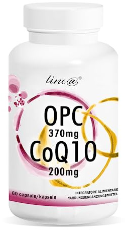 OPC e CoQ10 Line@ | Potente ANTIOSSIDANTE 2 in 1 | E.s. di VITE ROSSA 370mg e COENZIMA Q10 200mg | 60 capsule | 2 MESI