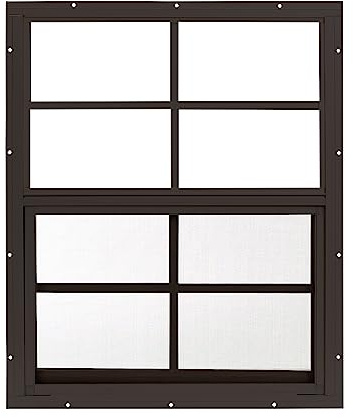 Shed Windows 18x23 (1-Pack) | Sliding Windows with Tempered Glass & Screens | Flush Mount, Brown Aluminum Frames for Sheds, Chicken Coops & Playhouses