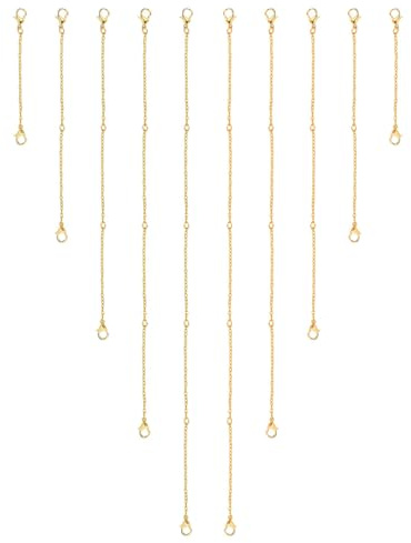 10 Pack Necklace Extenders, Alloy Extender Chains Set, Necklace Extender, Necklace Extendaer, Stainless Steel Necklace Extender, Necklace Extension, Jewelry Extenders for Necklaces (Gold)