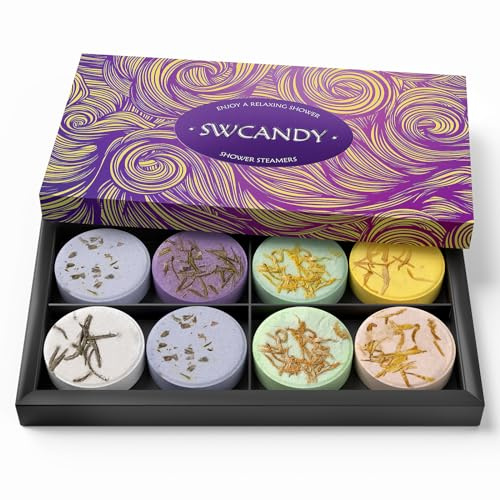Shower Steamer, Aromatherapy Birthday Gifts for Women, 8 Pieces, Valentine's Day Gifts for Her, Mum, Men, Teens, Adults, Bath Bombs, Body Care with Oils