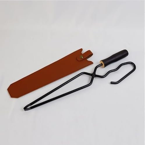 Pince à bois de cheminée - Pince à bois de chauffage - Pour feu de camp, poêles à charbon - 41,5 cm (pinces lourdes avec revêtement en cuir)