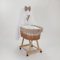WIKLINOPOL IRENEUSZ ZYGMUNT WICKER WOOD BABY 2000 EU Stubenwagen Lena, braun mit Gestell, Matratze Baldachin und Bettwäsche aus Waffelstoff | Leisen Rädern, Kaninchen und Eule