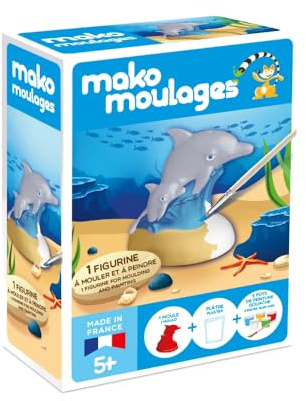 Mako Moulages – Le Dauphin et Son Bébé - kit de Loisirs créatif - Plâtre et Peinture – 1 Moule en Latex Rouge – Activité Manuelle - Made in France - A partir de 5 Ans – 39116