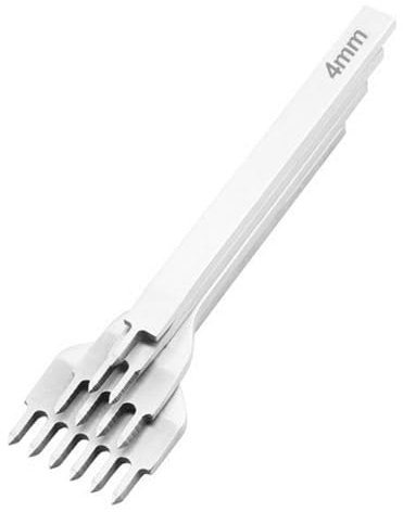 GjnjfdF Perforatrice à dents pour cuir - 4 dents - Gravure sur cuir - Pince perforatrice en acier - Pour travaux du cuir, professionnels, amateurs et débutants