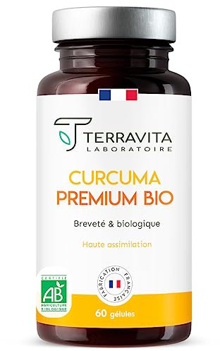 Curcuma BIO TurmiPure Gold® 300 mg | Articulations & Digestion (Sans Pipérine) | Absorption Supérieure à la Curcumine 95% Standard | 60 Gélules Vegan Sans Poivre Noir | Made in France | Terravita