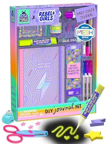 Rebel Girls DIY Journal Kit for Girls Ages 6-12 - Scrapbook Set Stationery, 10 Year Old Gifts for Girl Arts and Crafts Supplies, Diary Gift Set, Birthday Presents for 6 7 8 9 10 11 12 Years Old