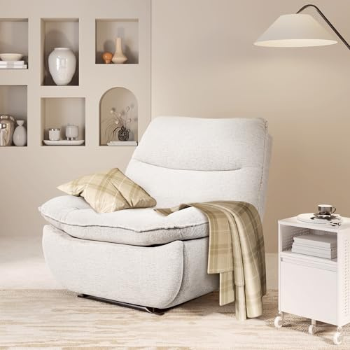 Softa Sillón Reclinable, Pushback, Silla Reclinable con Espacio de Almacenamiento Oculto, Sofá Cama con Respaldo Ajustable, Asiento y Respaldo Acolchados, para Salón, Gris