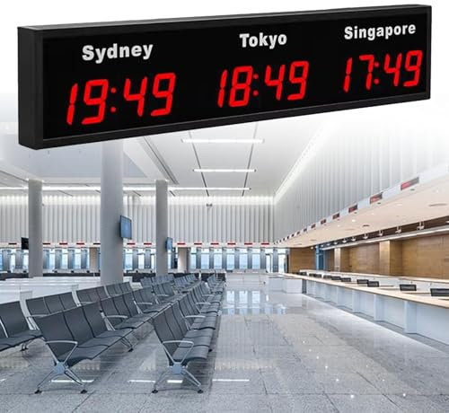 Reloj mundial digital LED, montado en la pared 3/4/5 zona horaria ciudad zona horaria reloj mundial, ciudad se puede cambiar, carcasa de aluminio, para corporaciones multinacionales, hoteles, empresas
